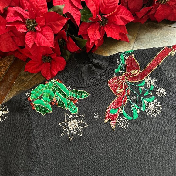 I.B. Diffusion Sequin and Embroidery Poinsettia Holiday Sweater (NEW) - Picture 2 of 11